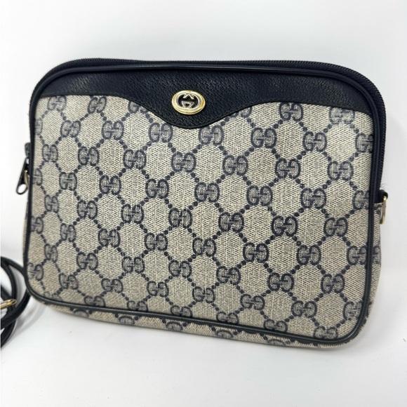 Gucci Vintage Ophidia Navy GG Supreme Canvas Crossbody Bag – Gold Hardware - Picture 3 of 11
